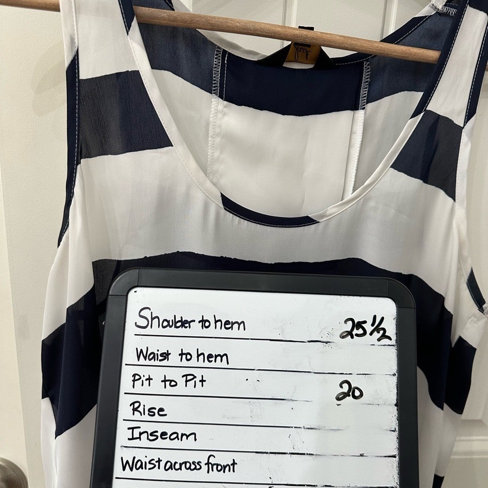 Jack by BB Dakota Navy‎ and White Striped Tank Top Sheer with Open Back - Picture 5 of 6